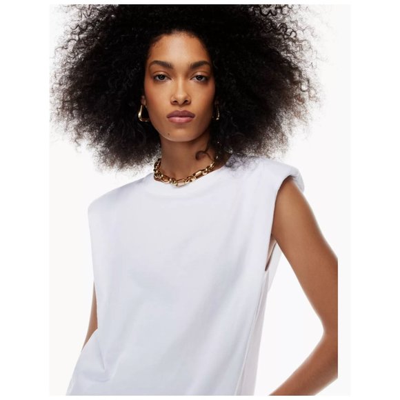 Babaton Tops Aritzia Babaton Shoulder Pad Tank Top In White Womens